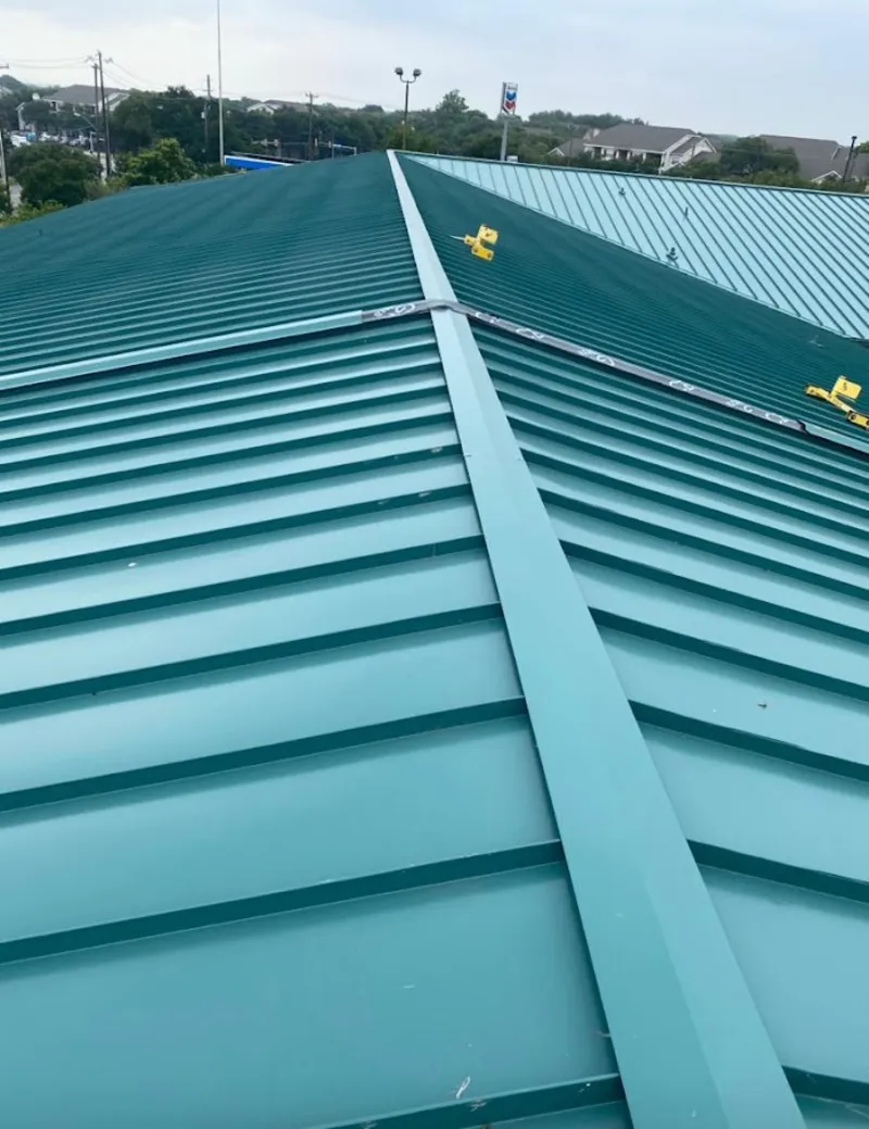 Green commercial metal roof ridge and valley for Metal Roof Repair in Dudley